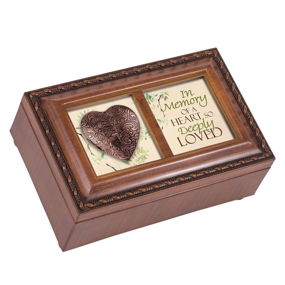 9606 in Memory of a Heart So Deeply Loved Woodgrain Rope Trim Jewelry Music